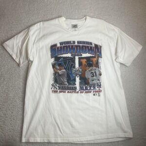 Vintage Lee sport Yankees Mets subway series T-shirt mlb mens white xxl